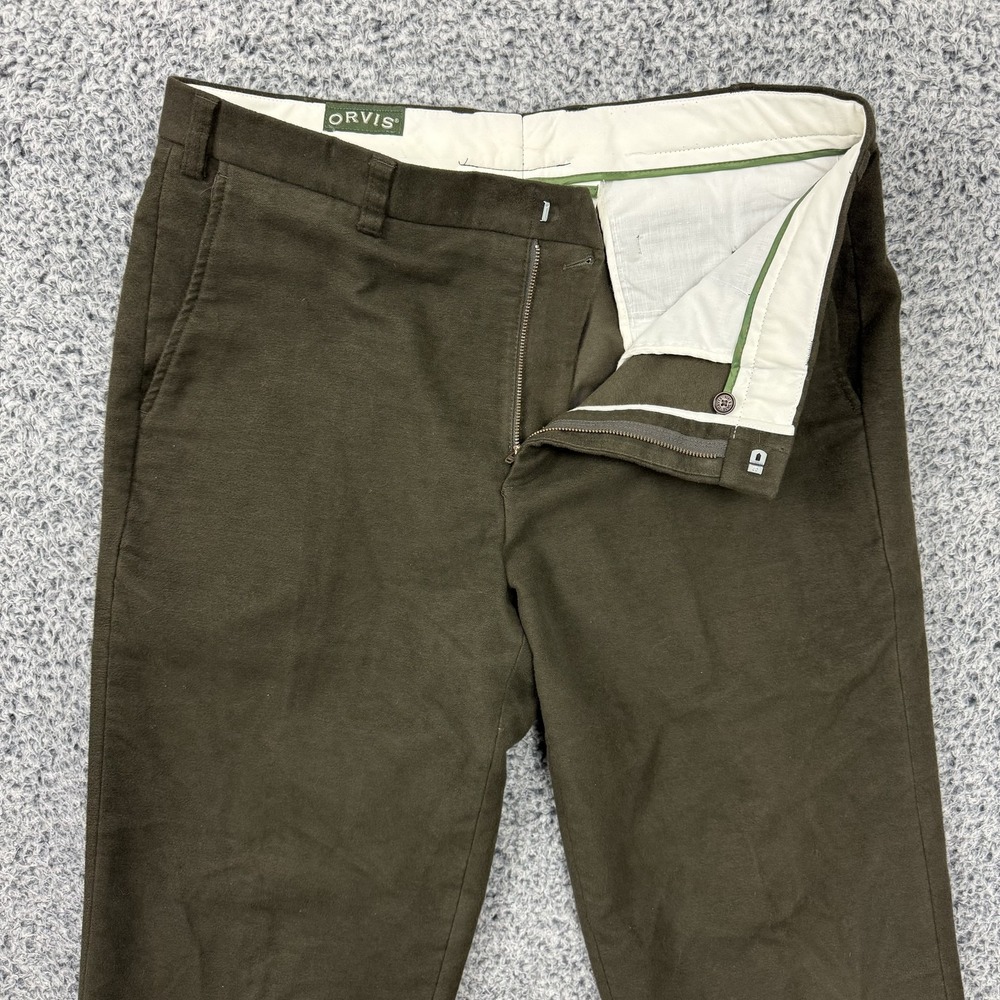Orvis Moleskin Pants Mens 38x32 Brown Brisbane Moss Chino Trousers Portugal